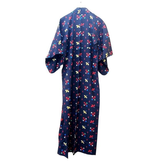 Vintage Black Kimono Abstract Floral Wool Blend Hand Stitched NWOT Dead Stock - Picture 6 of 9